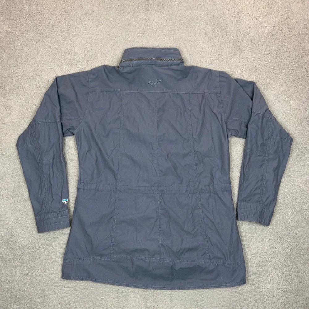 Kuhl Womens Blue Grey Arktik Utility Field Jacket Hidden Hood Size Large